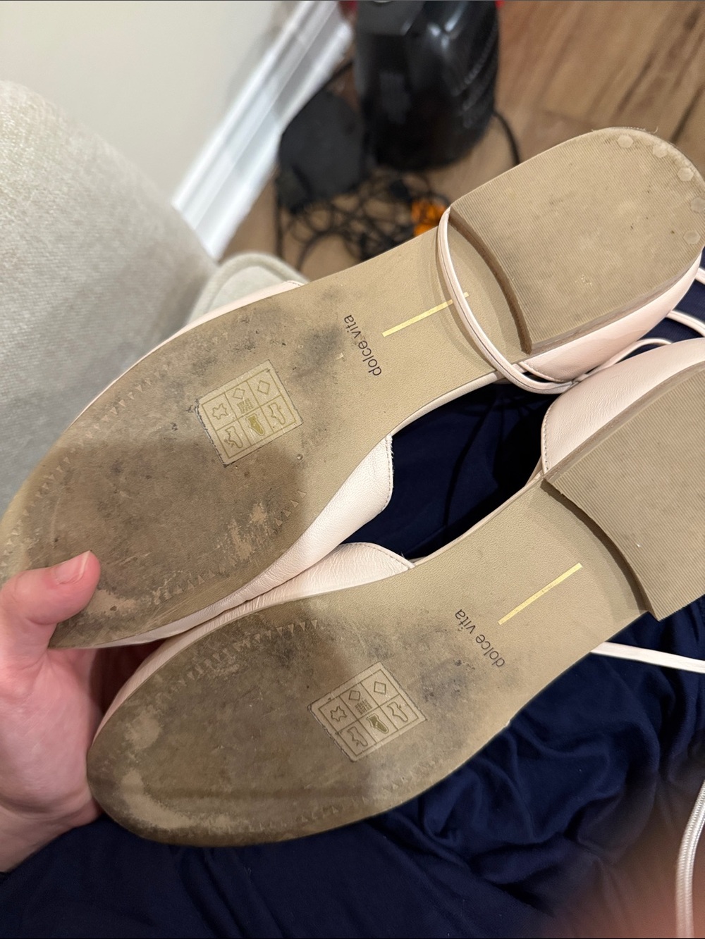 Dolce Vita / Cancun Cream Ballet Lace Up Leather Flats light pink  Size 8.5 - Picture 7 of 8